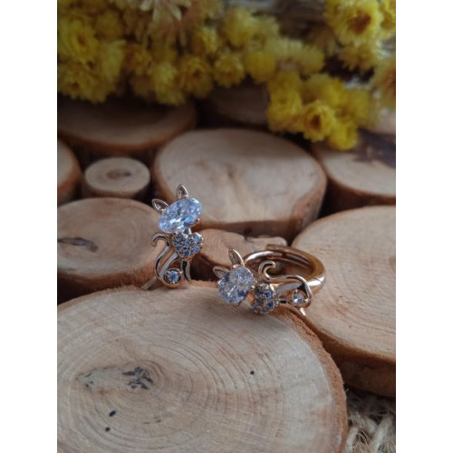 Сережки лисички з цирконами