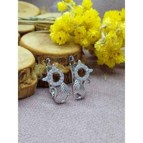 Сережки котики з цирконами Сережки котики з цирконами