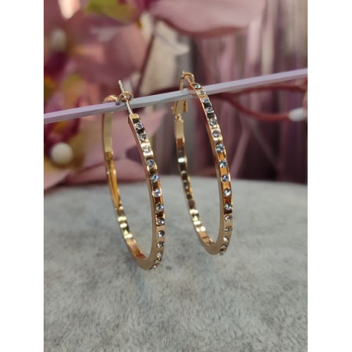 Сережки кільця, стрази, 4см