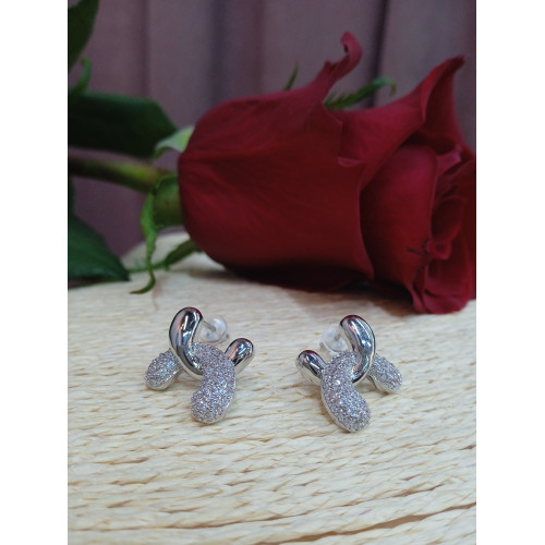 Сережки вузлики з цирконами Сережки вузлики з цирконами