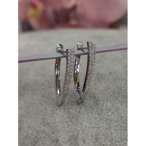 Сережки скоби з цирконами