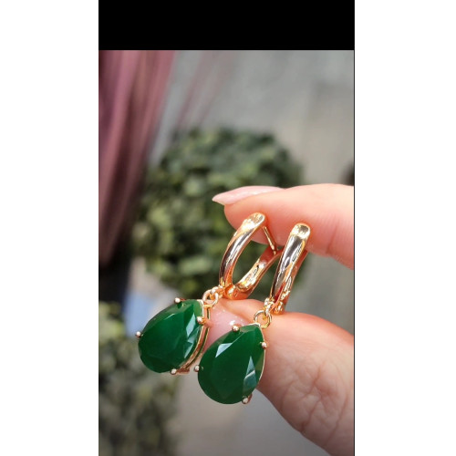 Сережки з зеленими цирконами