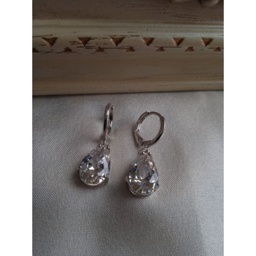 Сережки каплі з цирконами