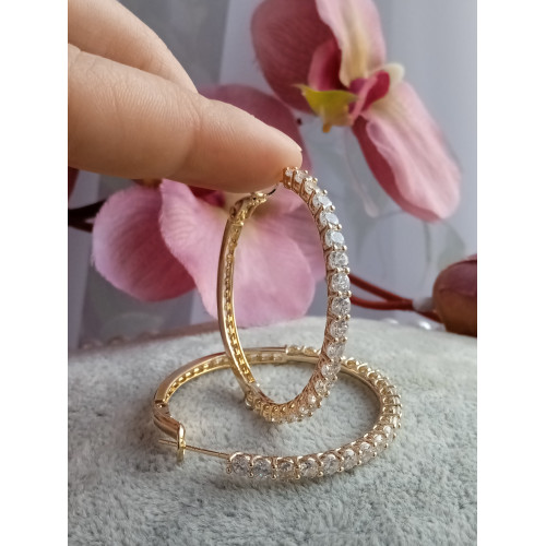 Сережки кільця з цирконами Сережки кільця з цирконами