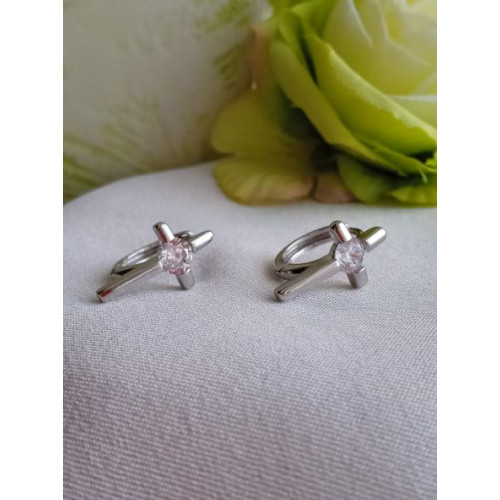 Сережки хрестики з цирконами