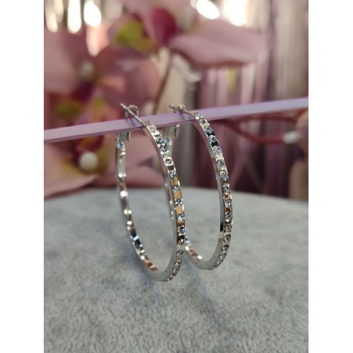 Сережки кільця, стрази, 4см