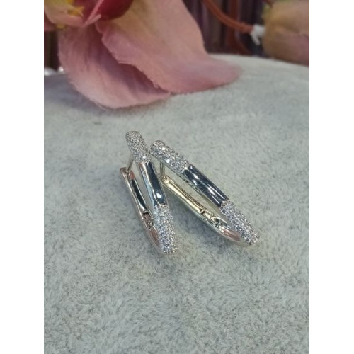 Сережки скоби з цирконами