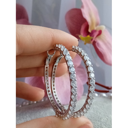 Сережки кільця з цирконами
