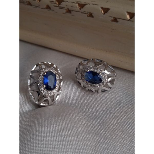 Сережки з синіми цирконами
