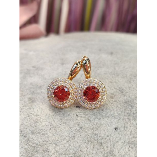 Сережки з багряними цирконами