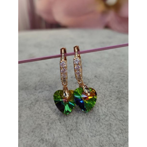 Сережки, сердечка, зелені Сережки, сердечка, зелені