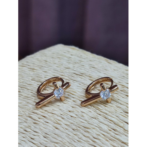 Сережки хрестики з цирконами