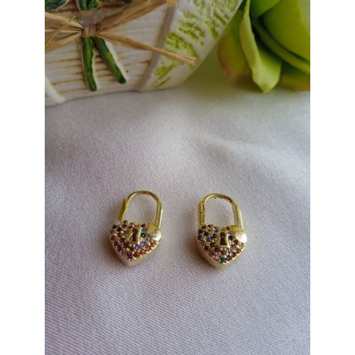 Сережки сердечка-замочки 