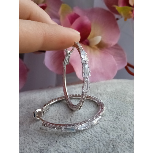 Сережки кільця з цирконами Сережки кільця з цирконами