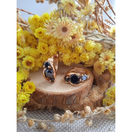 Сережки з чорними цирконами