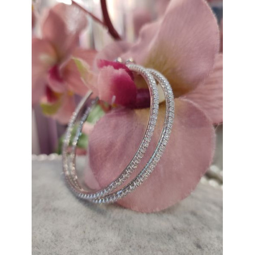 Сережки кільця з цирконами 5см