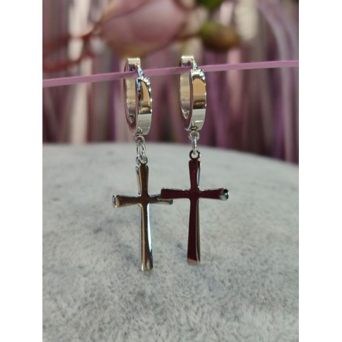 Сережки хрестики сталь Сережки хрестики сталь