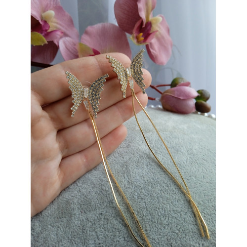 Сережки Метелики білі циркони