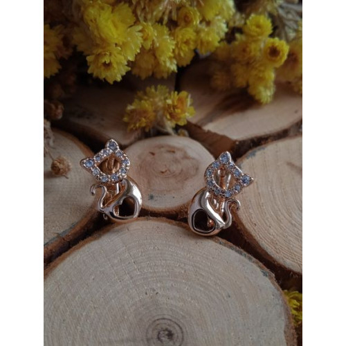 Сережки котики з цирконами