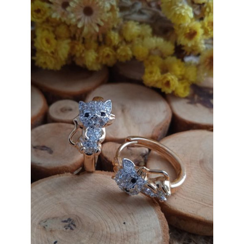 Сережки кошенята з цирконами