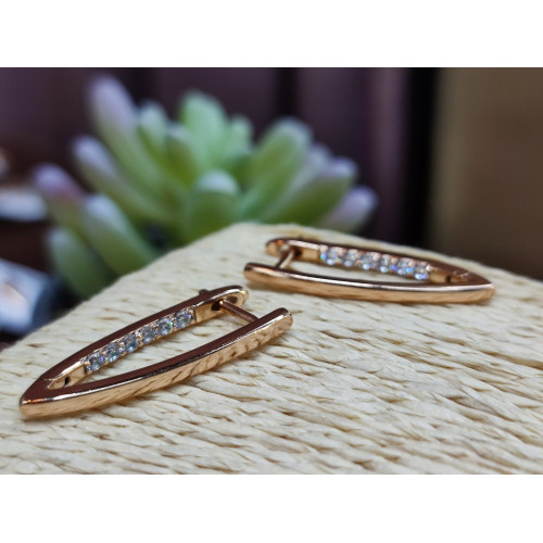 Сережки скоби з цирконами
