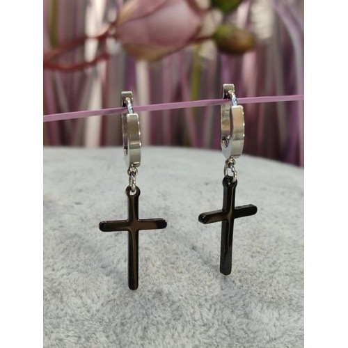 Сережки хрестики сталь Сережки хрестики сталь