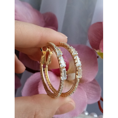 Сережки кільця з цирконами Сережки кільця з цирконами