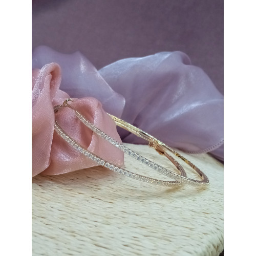 Сережки кільця з цирконами 6,0см